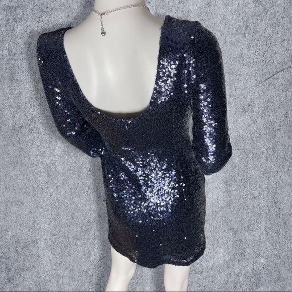 LULUS Delightful Ways Navy Blue Sequin Mini Bodycon Dress Size SMALL - Picture 10 of 16